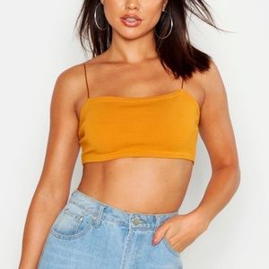 Mustard Yellow Strappy Tube Crop Top